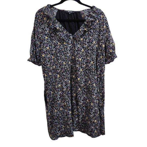 Madewell Ruffle Button-Front Trapeze Shift Dress in Folkmagic Floral Size Medium - Picture 4 of 13